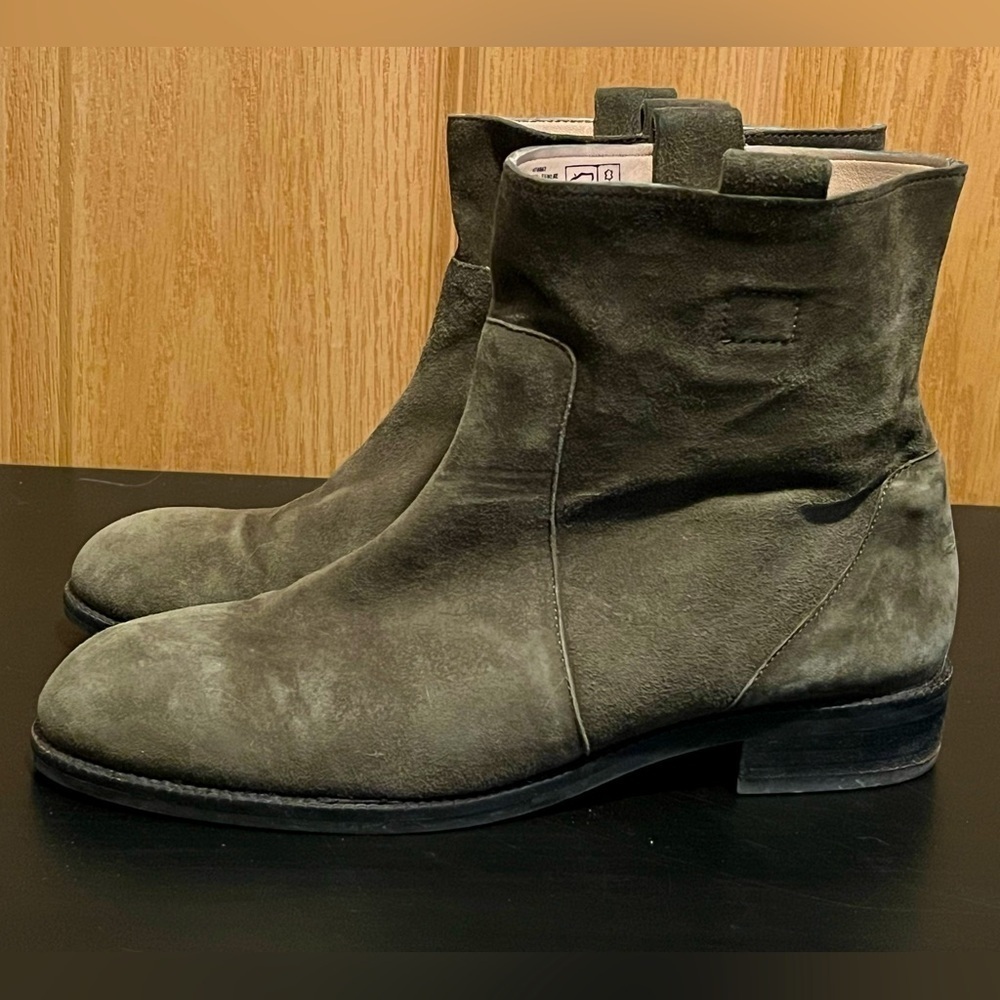 Land's End Olive Suede Booties